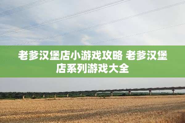 老爹汉堡店小游戏攻略 老爹汉堡店系列游戏大全