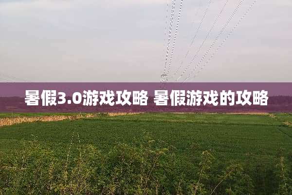 暑假3.0游戏攻略 暑假游戏的攻略