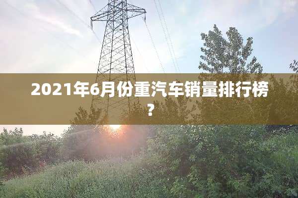 2021年6月份重汽车销量排行榜？