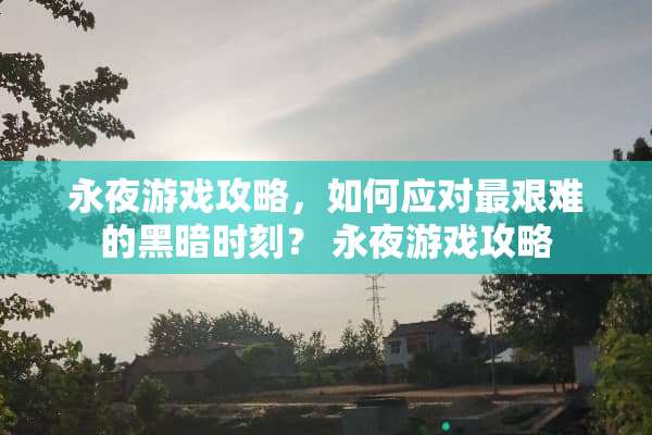 永夜游戏攻略，如何应对最艰难的黑暗时刻？ 永夜游戏攻略