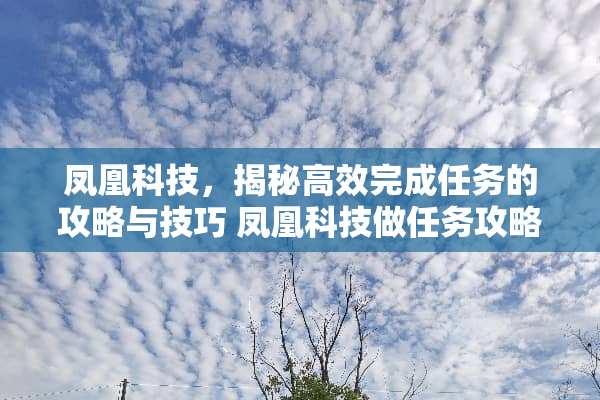 凤凰科技，揭秘高效完成任务的攻略与技巧 凤凰科技做任务攻略游戏