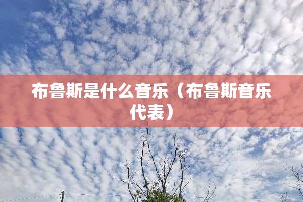 布鲁斯是什么音乐（布鲁斯音乐代表）