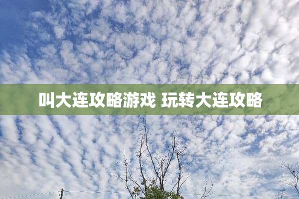 叫大连攻略游戏 玩转大连攻略