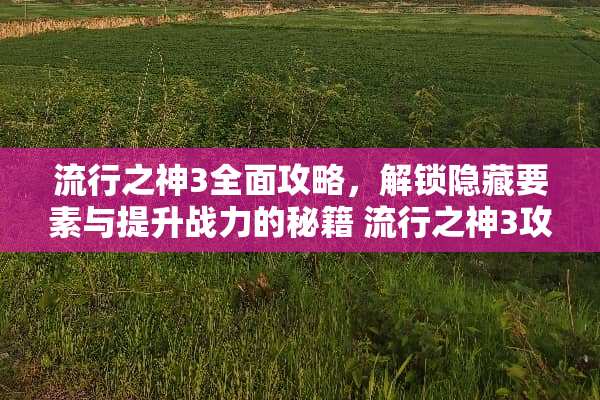 流行之神3全面攻略，解锁隐藏要素与提升战力的秘籍 流行之神3攻略