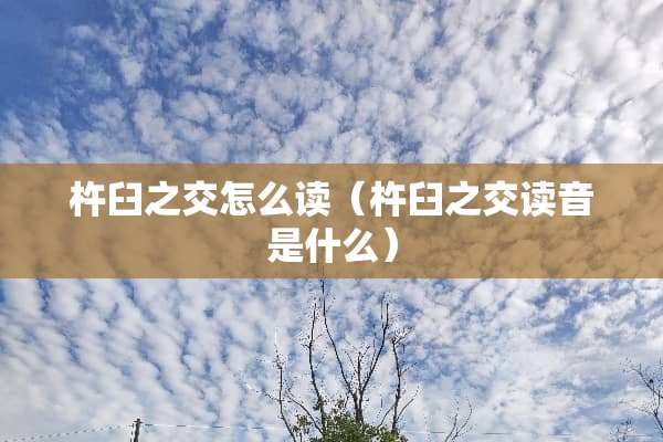 杵臼之交怎么读（杵臼之交读音是什么）