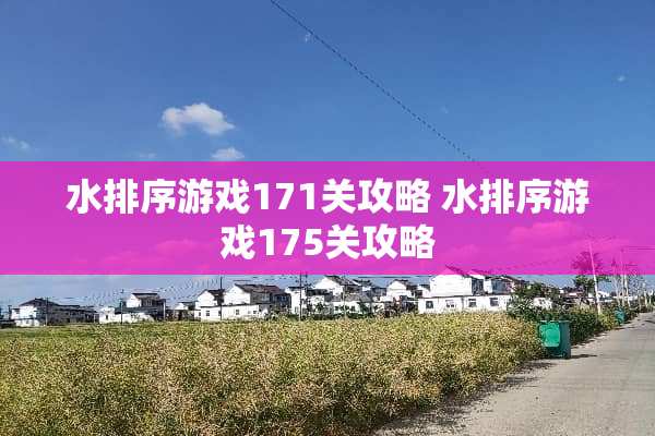 水排序游戏171关攻略 水排序游戏175关攻略