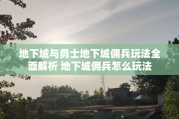 **城与勇士**城佣兵玩法全面解析**城佣兵怎么玩法