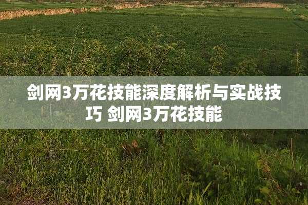 剑网3万花技能深度解析与实战技巧 剑网3万花技能