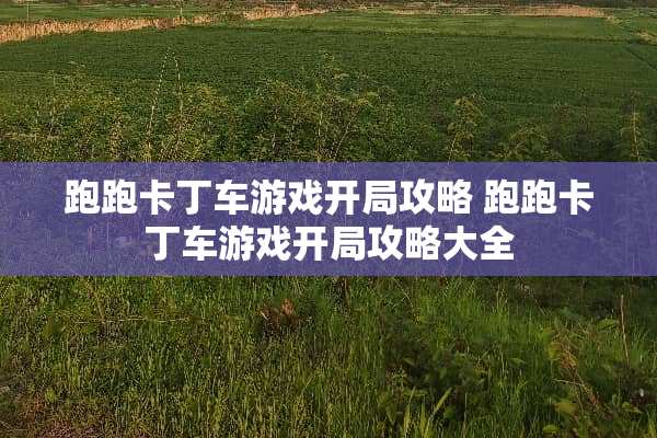跑跑卡丁车游戏开局攻略 跑跑卡丁车游戏开局攻略大全