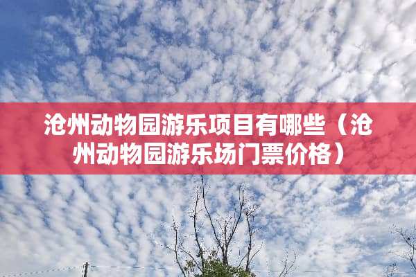 沧州动物园游乐项目有哪些（沧州动物园游乐场门票价格）