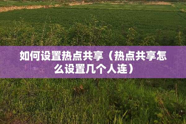 如何设置热点共享（热点共享怎么设置几个人连）