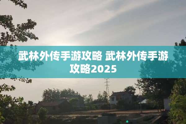 武林外传手游攻略 武林外传手游攻略2025