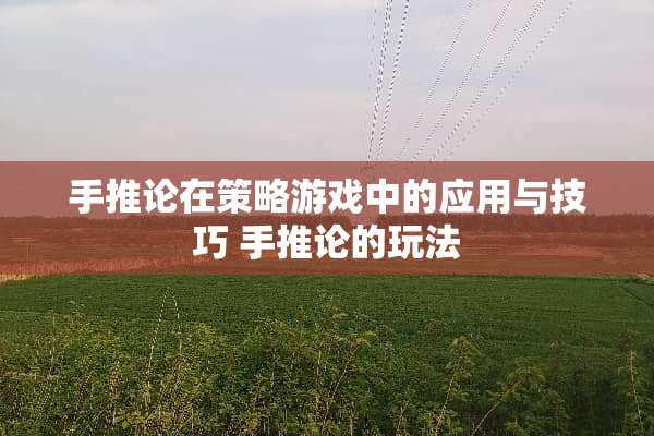 手推论在策略游戏中的应用与技巧 手推论的玩法
