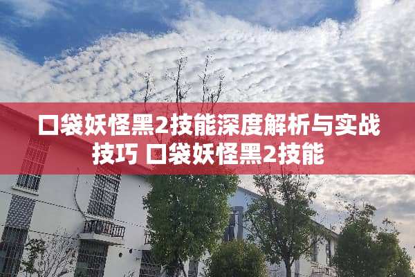 口袋妖怪黑2技能深度解析与实战技巧 口袋妖怪黑2技能