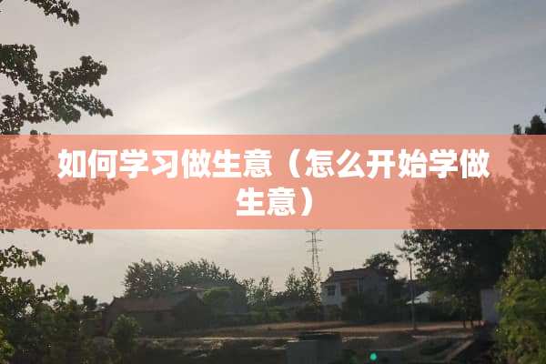 如何学习做生意(怎么开始学做生意) 如何学习做生意(怎么开始学做生意)