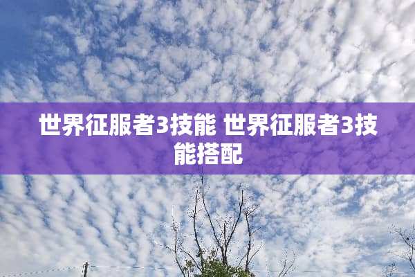 世界***3技能 世界***3技能搭配 世界***3技能 世界***3技能搭配