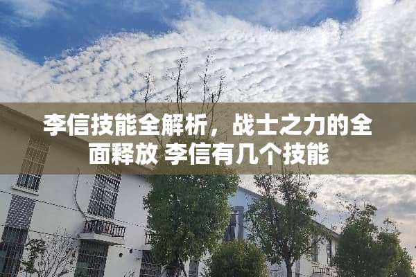 李信技能全解析，战士之力的全面释放 李信有几个技能