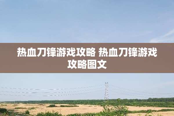 热血刀锋游戏攻略 热血刀锋游戏攻略图文