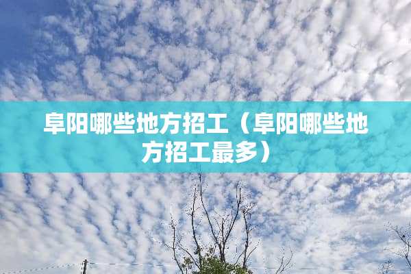 阜阳哪些地方招工（阜阳哪些地方招工最多）