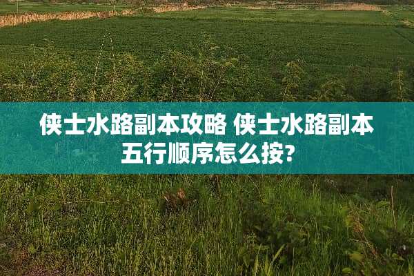 侠士水路副本攻略 侠士水路副本五行顺序怎么按?