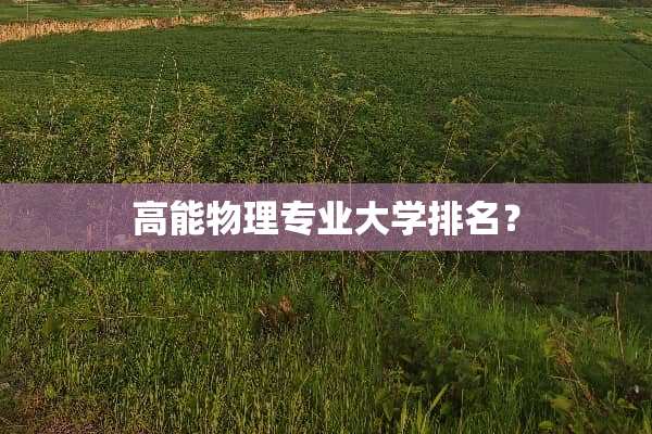 高能物理专业大学排名？