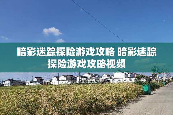 暗影迷踪探险游戏攻略 暗影迷踪探险游戏攻略视频