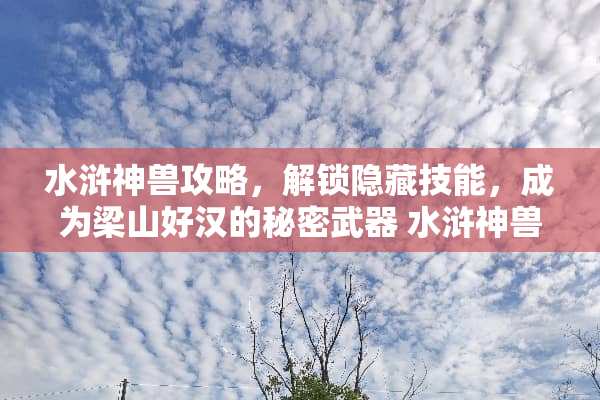 水浒神兽攻略，解锁隐藏技能，成为梁山好汉的秘密** 水浒神兽攻略