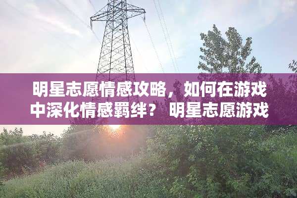 明星志愿情感攻略，如何在游戏中深化情感羁绊？ 明星志愿游戏攻略感情