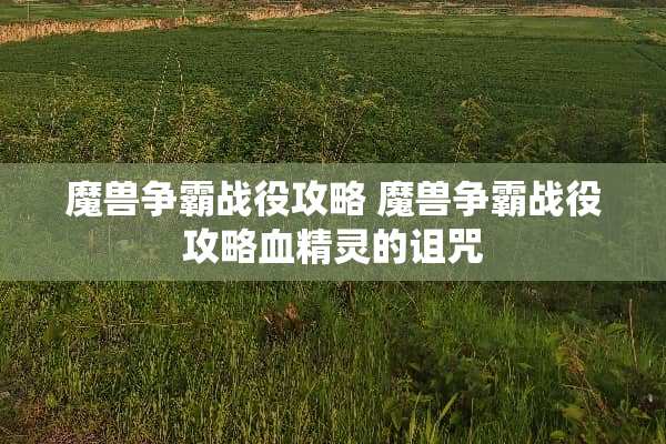 魔兽争霸战役攻略 魔兽争霸战役攻略血精灵的诅咒