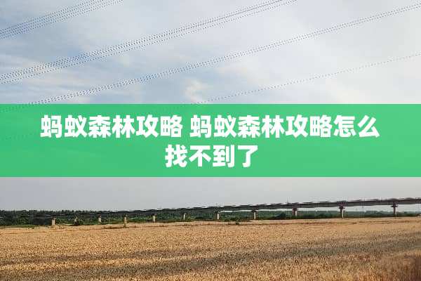 蚂蚁森林攻略 蚂蚁森林攻略怎么找不到了 蚂蚁森林攻略 蚂蚁森林攻略怎么找不到了