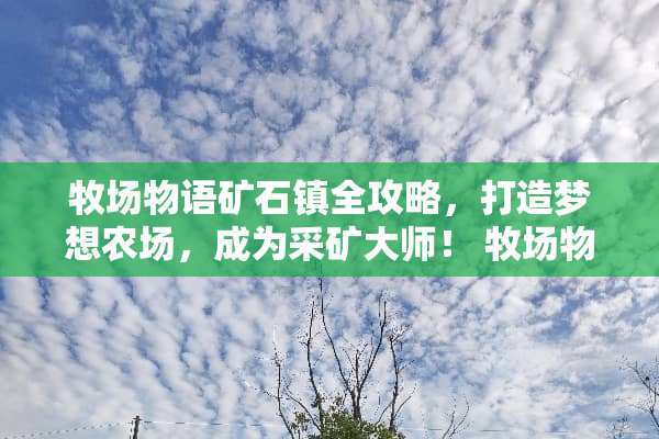 牧场物语矿石镇全攻略，打造梦想农场，成为采矿大师！ 牧场物语矿石镇攻略