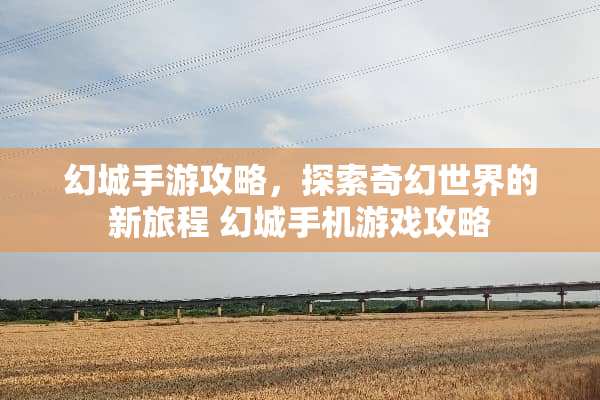 幻城手游攻略，探索奇幻世界的新旅程 幻城手机游戏攻略