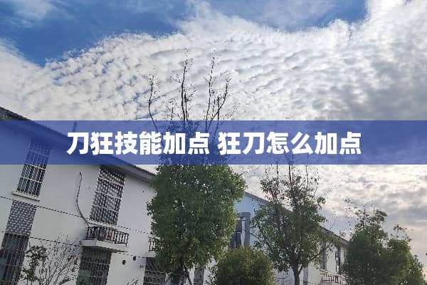 刀狂技能加点 狂刀怎么加点 刀狂技能加点 狂刀怎么加点