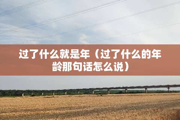 过了什么就是年（过了什么的年龄那句话怎么说）