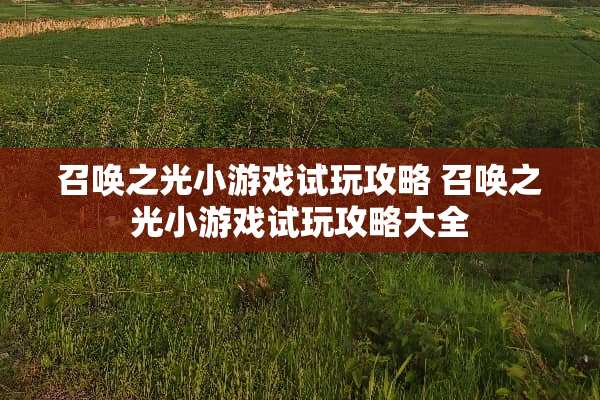 召唤之光小游戏试玩攻略 召唤之光小游戏试玩攻略大全