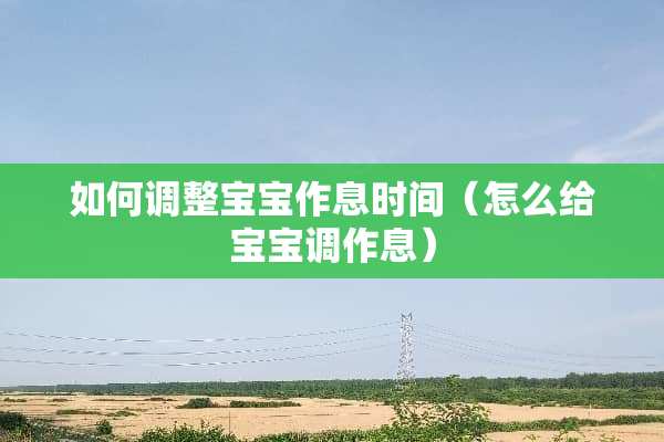 如何调整宝宝作息时间（怎么给宝宝调作息）