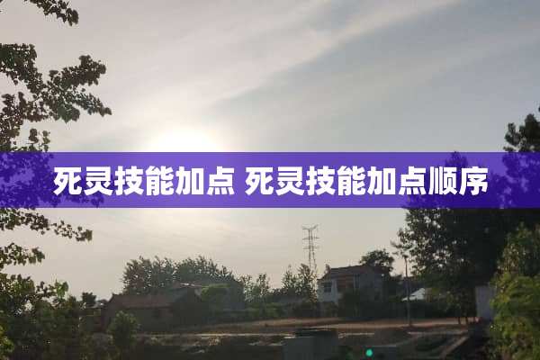 死灵技能加点 死灵技能加点顺序