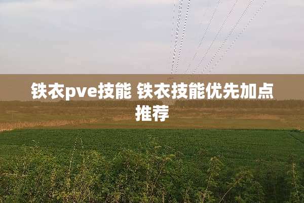 铁衣pve技能 铁衣技能优先加点推荐 铁衣pve技能 铁衣技能优先加点推荐