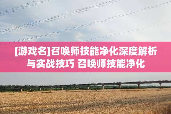 [游戏名]召唤师技能净化深度解析与实战技巧 召唤师技能净化