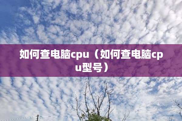 如何查电脑cpu（如何查电脑cpu型号）