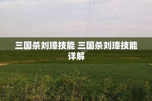 三国杀刘璋技能 三国杀刘璋技能详解