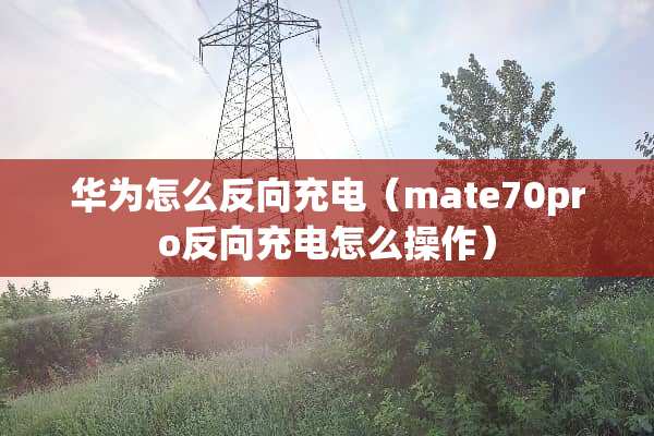 华为怎么反向充电（mate70pro反向充电怎么操作）