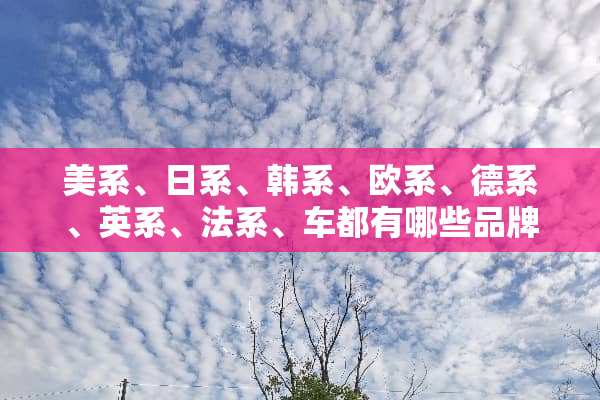 美系、日系、韩系、欧系、德系、英系、法系、车都有哪些品牌？