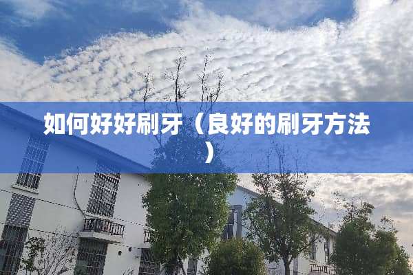 如何好好刷牙(良好的刷牙方法) 如何好好刷牙(良好的刷牙方法)