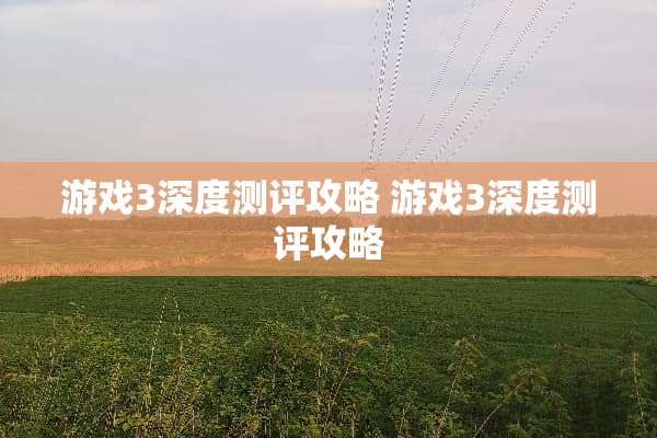 游戏3深度测评攻略 游戏3深度测评攻略