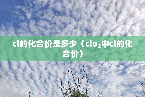 cl的化合价是多少（clo₂中cl的化合价）