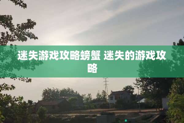 迷失游戏攻略螃蟹 迷失的游戏攻略
