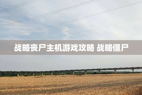 战略丧尸主机游戏攻略 战略僵尸