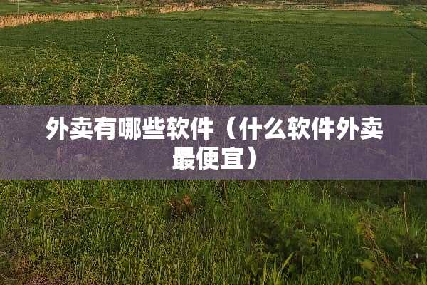 外卖有哪些软件（什么软件外卖最便宜）