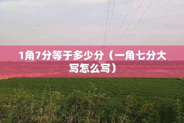 1角7分等于多少分（一角七分大写怎么写）